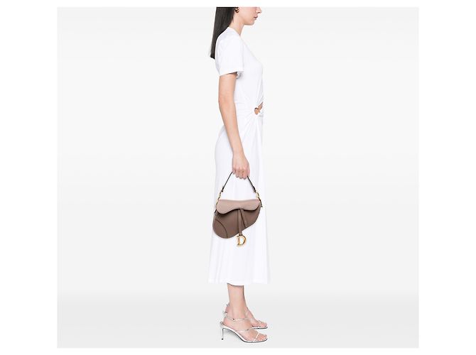 Bolsa Saddle Dior em couro de bezerro grão marrom Taupe - vista 6