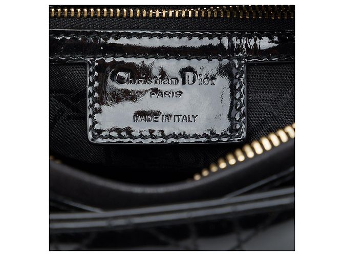 Dior Black Medium Patent Cannage Lady Dior Nero - vista 5