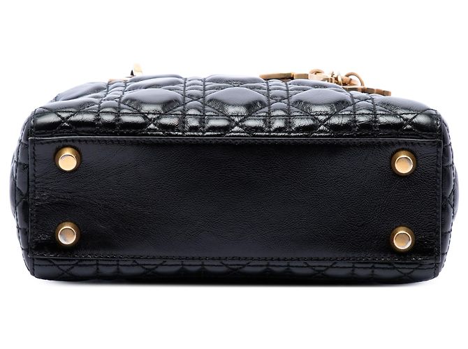 Dior Black Small Crinkled Patent Cannage My ABCDior Lady Dior Nero - vista 3