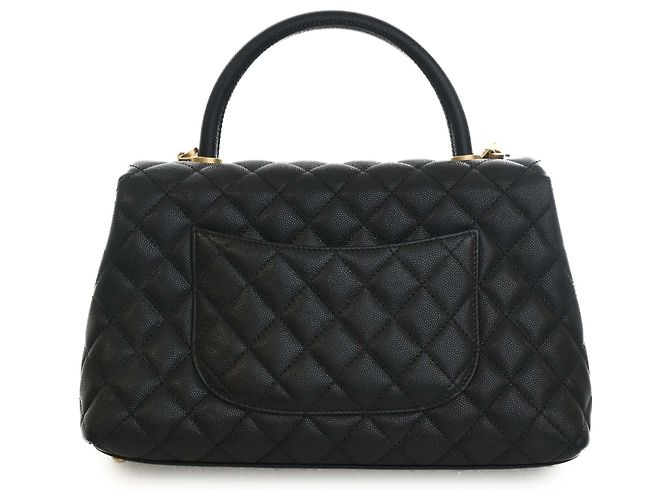 Borsa Chanel Coco Top Handle Medium in pelle caviar matelassé nera Nero - vista 4