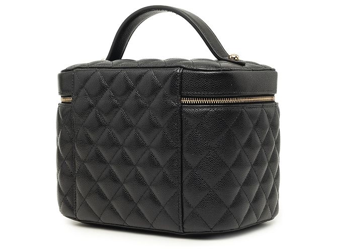 Chanel Vanity Case CC Acolchado en Cuero Caviar Negro Medium - vista 2