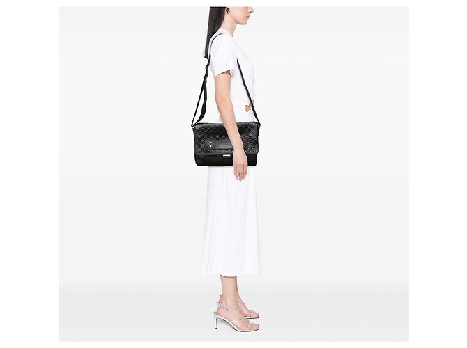 Bolso bandolera Gucci Black Guccissima Web Negro - vista 6