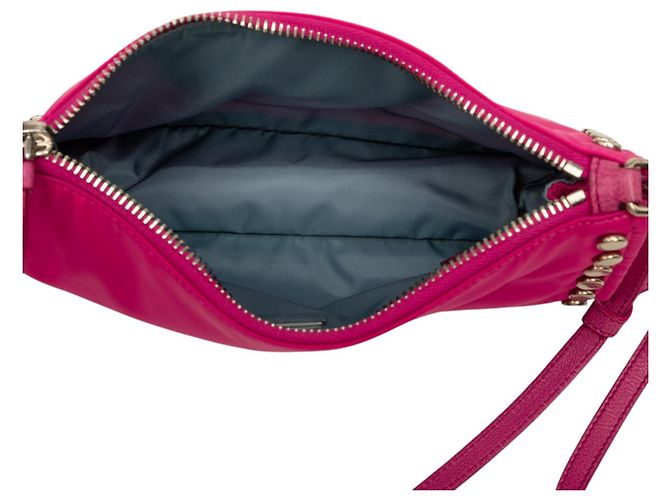 Borsa a tracolla Prada Pink Tessuto Studded Etiquette Rosa - vista 4