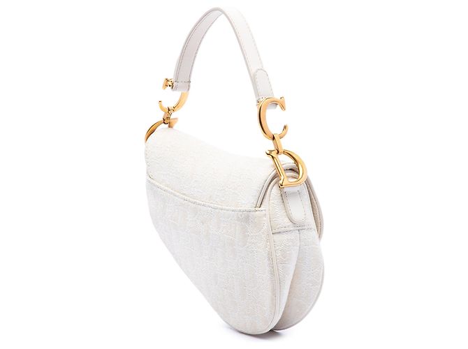 Borsa Saddle Dior Mini in tela ricamata Oblique bianca Bianco - vista 2