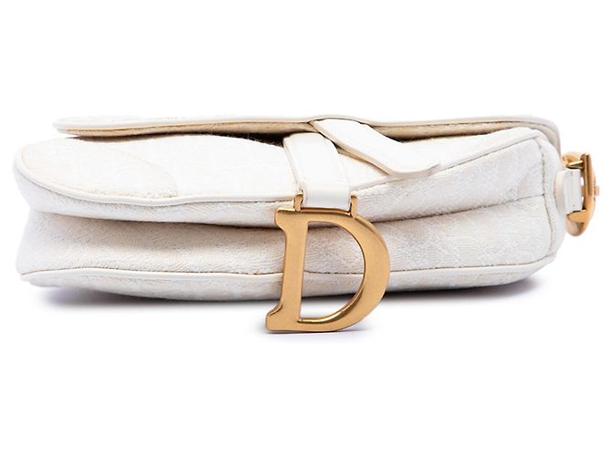 Borsa Saddle Dior Mini in tela ricamata Oblique bianca Bianco - vista 3