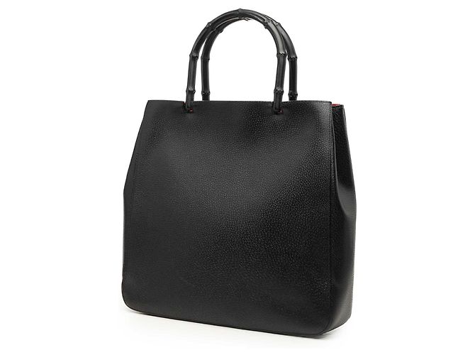 Bamboo Tote Gucci in pelle di maiale nera con bambù Nero - vista 2