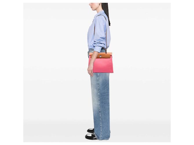 Hermès Pink Toile Herbag Zip 31 Rosa - vista 5
