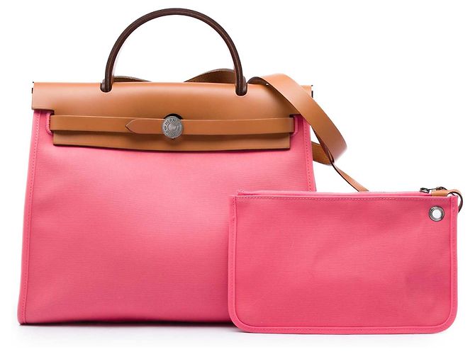 Hermès Pink Toile Herbag Zip 31 Rosa - vista 6