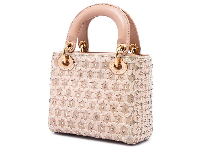 Dior Beige Mini Suede Beaded Ribbon Lady Dior - vista 2