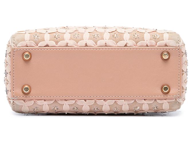 Dior Beige Mini Suede Beaded Ribbon Lady Dior - vista 3