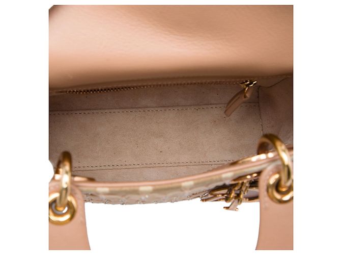 Dior Beige Mini Suede Beaded Ribbon Lady Dior - vista 4