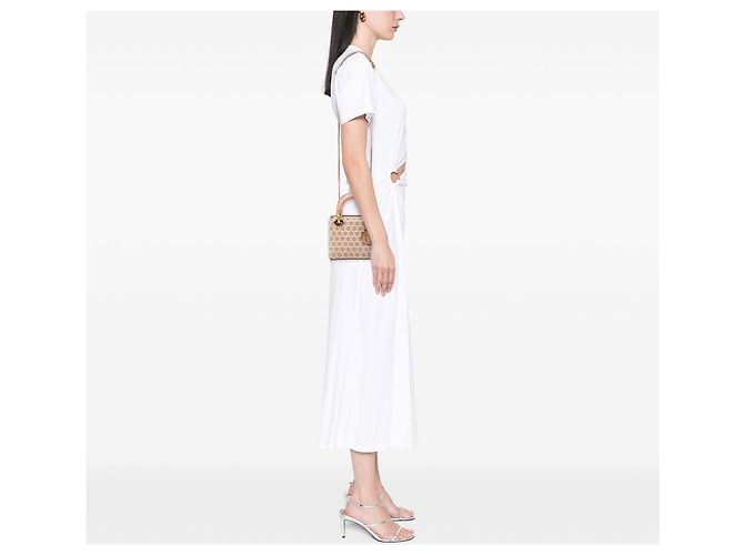 Dior Beige Mini Suede Beaded Ribbon Lady Dior - vista 5