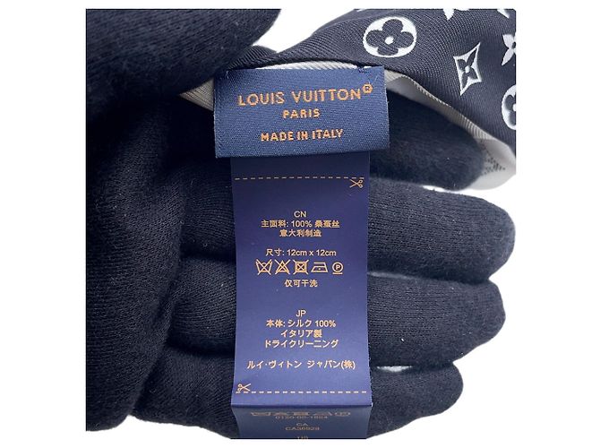 Scrunchie Louis Vuitton em seda Preto Branco - vista 5