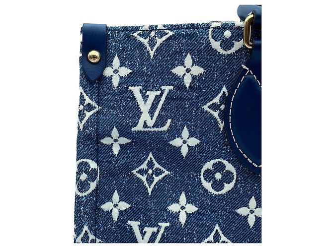 Borsa Tote Louis Vuitton Monogram Jacquard Denim OnTheGo MM Blu - vista 7