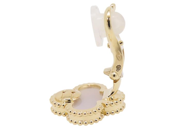 Orecchini Van Cleef & Arpels Alhambra Bianco Giallo - vista 10