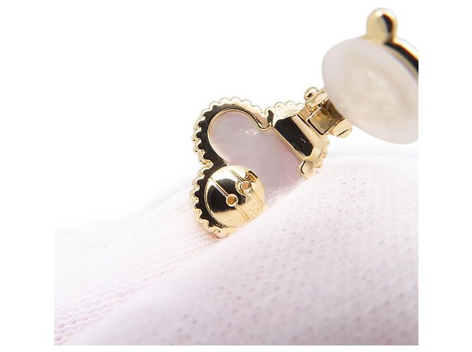 Orecchini Van Cleef & Arpels Alhambra Bianco Giallo - vista 7
