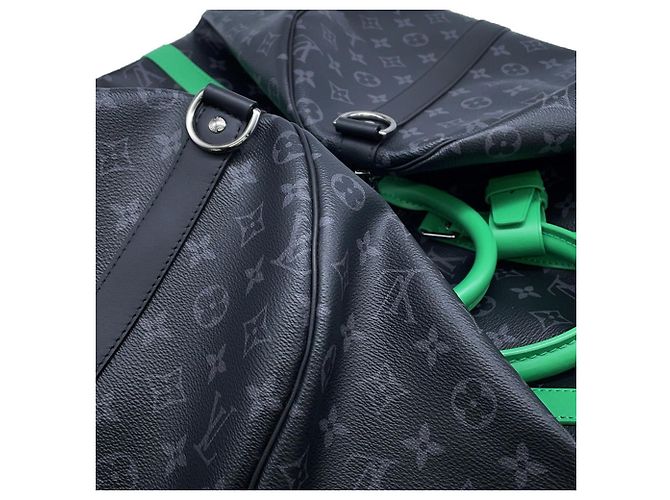 Keepall Borsa Boston Louis Vuitton Monogram Eclipse Nero Monogramma - vista 9