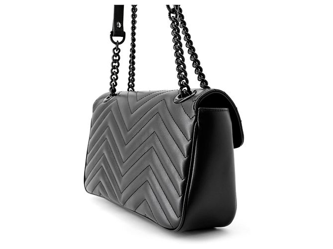 Sac à main petit en cuir matelassé Gucci GG Marmont Noir - vue 2