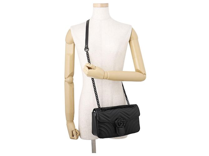 Sac à main petit en cuir matelassé Gucci GG Marmont Noir - vue 5