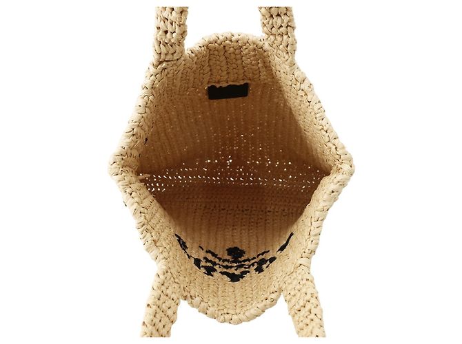 Borsa Tote Piccola Prada in Raphia Beige - vista 5