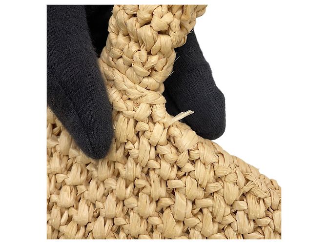 Borsa Tote Piccola Prada in Raphia Beige - vista 7