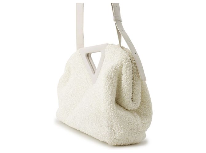 Borsa a tracolla Bottega Veneta Medium in nylon e pelle Bianco Giallo - vista 2