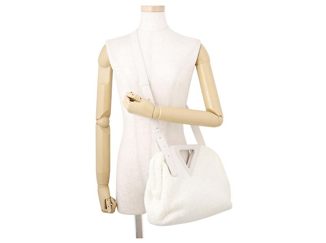 Borsa a tracolla Bottega Veneta Medium in nylon e pelle Bianco Giallo - vista 4