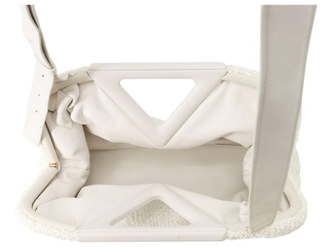 Borsa a tracolla Bottega Veneta Medium in nylon e pelle Bianco Giallo - vista 5