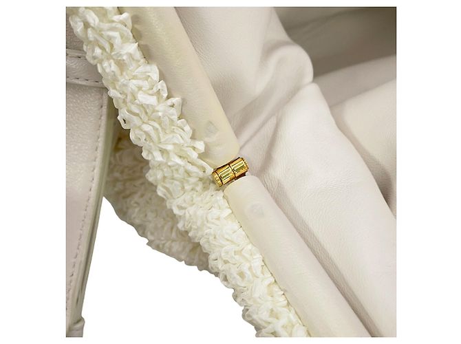 Borsa a tracolla Bottega Veneta Medium in nylon e pelle Bianco Giallo - vista 6