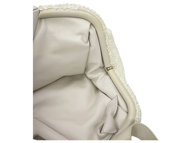 Borsa a tracolla Bottega Veneta Medium in nylon e pelle Bianco Giallo - vista 9