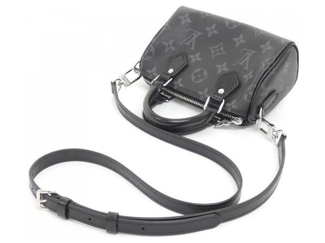 Louis Vuitton Monogram Eclipse Nano Speedy Handbag Black - view 3