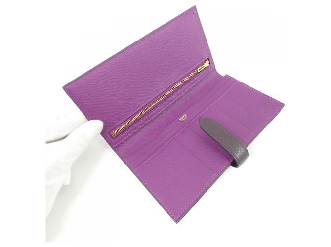 Hermès Cartera Hermes Bearn Soufflé Verso Púrpura - vista 8