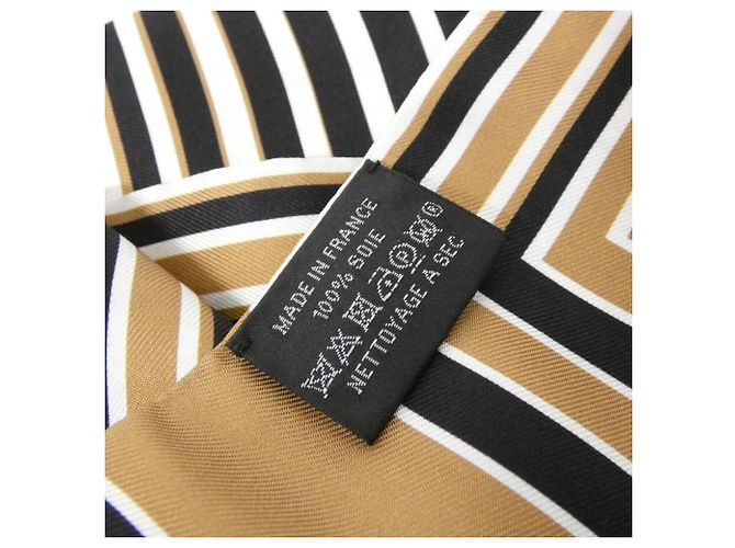 Hermès Maxi Twilly Slim Scarf Muffler Nero Bianco Cammello - vista 3