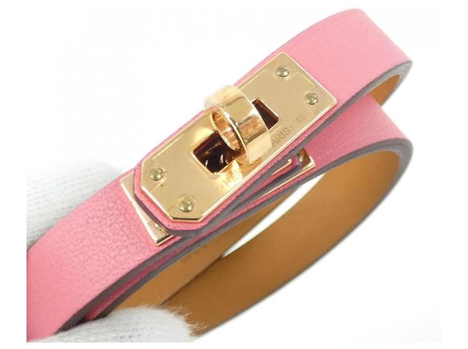 Hermès Bracciale charm Hermes Mini Kelly Double Tour Rosa - vista 3
