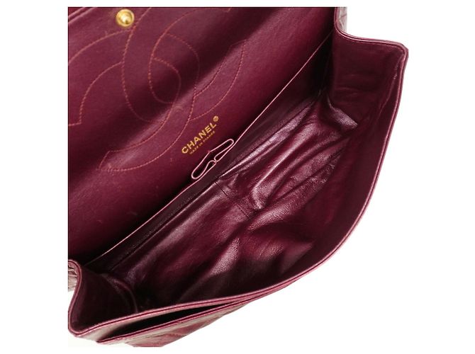 Borsa a tracolla Chanel in pelle Bordeaux Bordò - vista 4