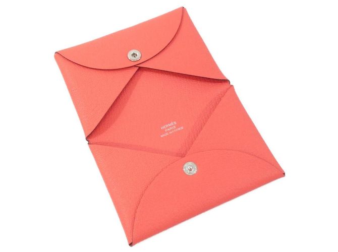 Hermès Tarjetero Hermes Calvi Pink en piel Chevre Rosa - vista 2