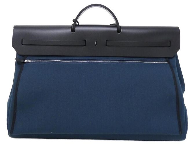 Hermès Borsa a mano Hermes Herbag Zip Cabin 50cm Nero Blu - vista 2