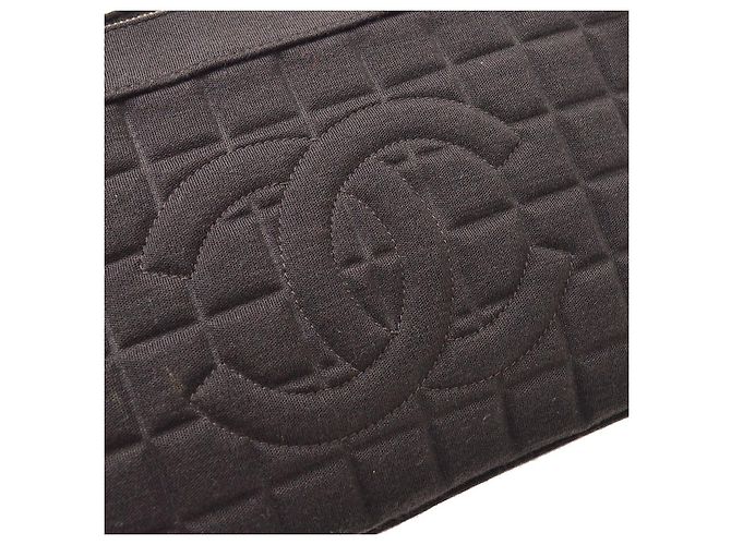 Chanel Chocolate Bar CC Quilted Jersey Medium Marron - vue 7