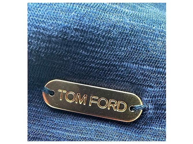 Camiseta de cuello barco Tom Ford en algodón azul - vista 4