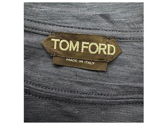 Camiseta de cuello barco Tom Ford en algodón azul - vista 6
