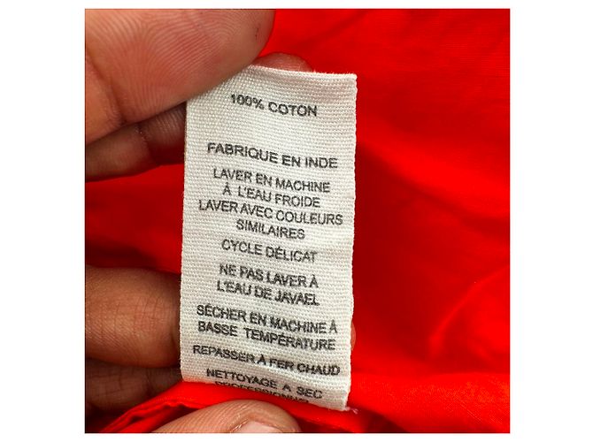 Vestido midi a capas con mangas abullonadas Ulla Johnson en algodón rojo Roja - vista 6