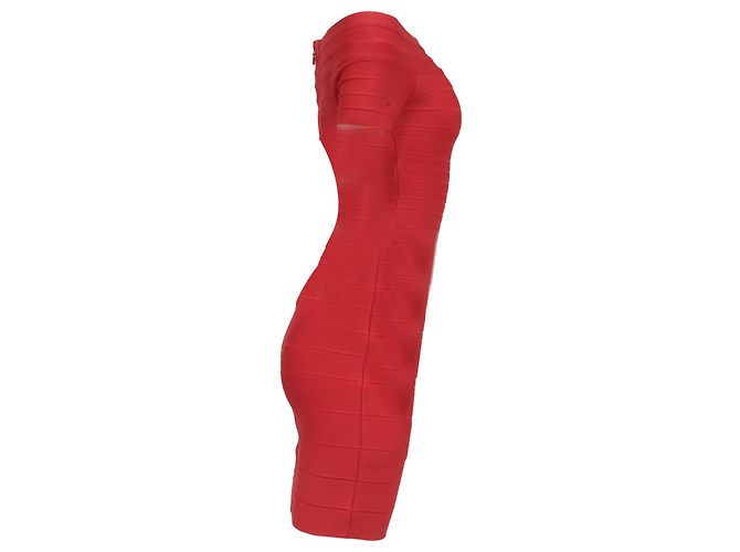 Mini abito aderente Herve Leger in rayon rosso - vista 3