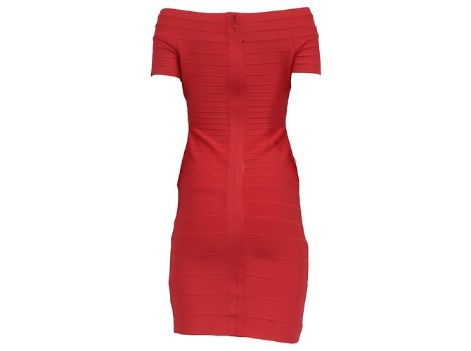 Mini abito aderente Herve Leger in rayon rosso - vista 4
