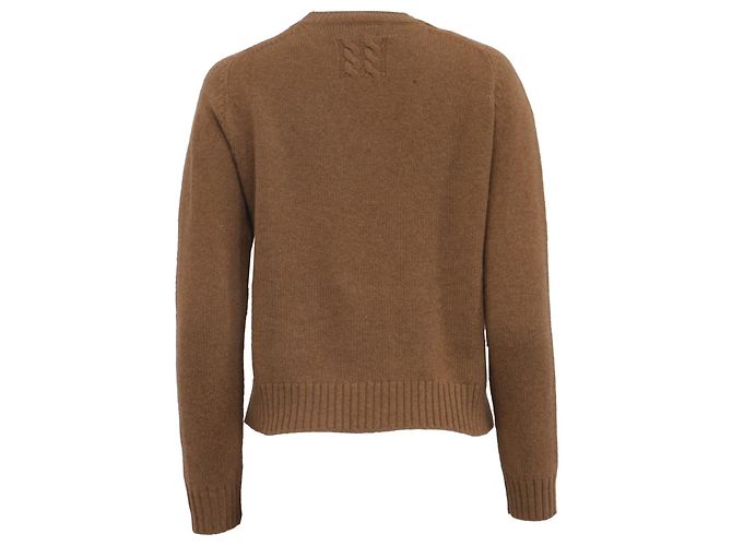 Nili Lotan Strickpullover mit Rundhalsausschnitt aus brauner Merinowolle - Ansicht 4