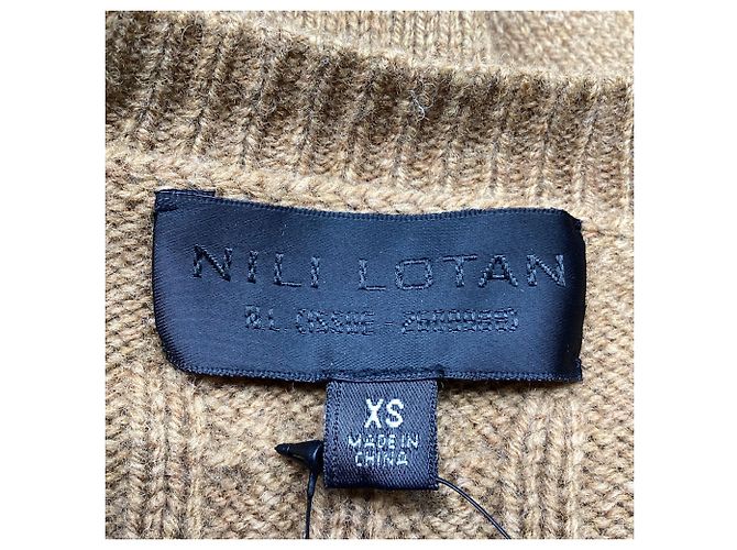 Nili Lotan Strickpullover mit Rundhalsausschnitt aus brauner Merinowolle - Ansicht 6
