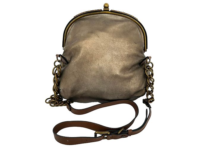 Clutch da sera vintage Marni in pelle oro metallizzato D'oro Metallico - vista 2