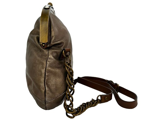 Clutch da sera vintage Marni in pelle oro metallizzato D'oro Metallico - vista 4