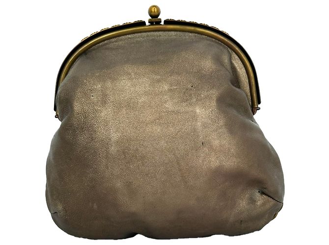 Clutch da sera vintage Marni in pelle oro metallizzato D'oro Metallico - vista 5