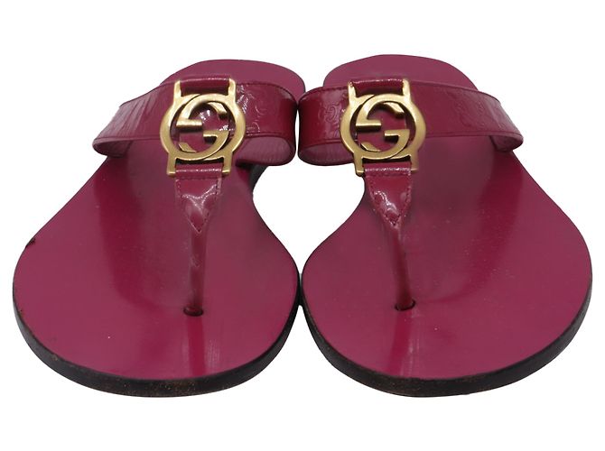 Infradito Gucci Interlocking G Guccissima in pelle rosa - vista 2