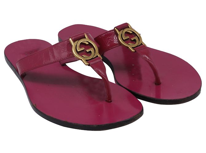 Infradito Gucci Interlocking G Guccissima in pelle rosa - vista 3
